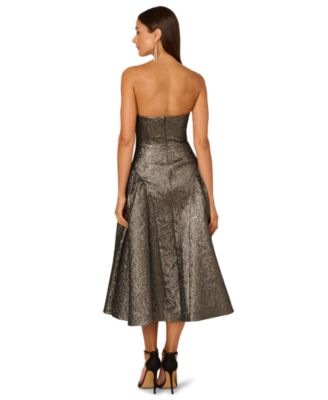 Women's Strapless Metallic Ankle-Length Dress