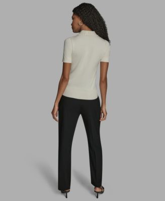 Women's Short Sleeve Embellished Collar Top