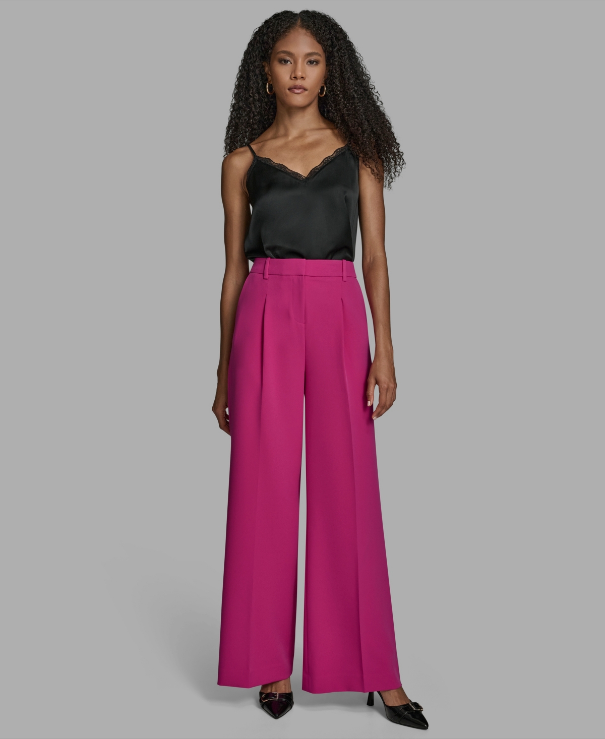 Bcbg Women's Pleated High Rise Wide Leg Pants In Pink