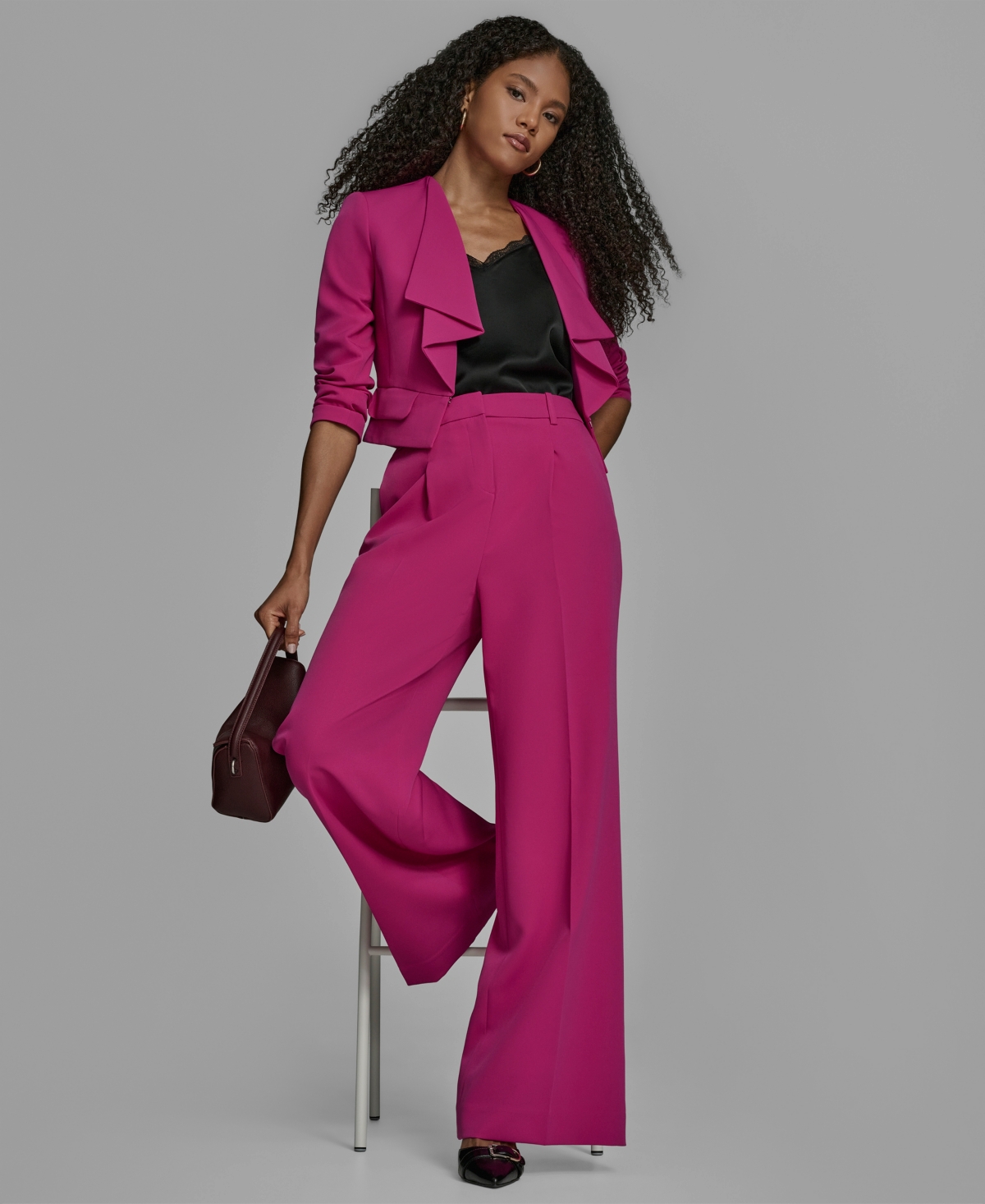 Bcbg Women's Ruffle Collar Long Sleeve Cropped Jacket
