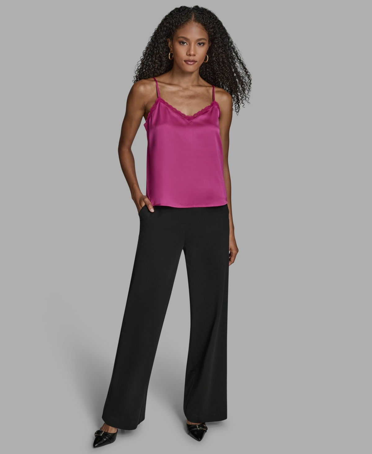Bcbg Women's Lace Detail V-neck Camisole Top In Pink
