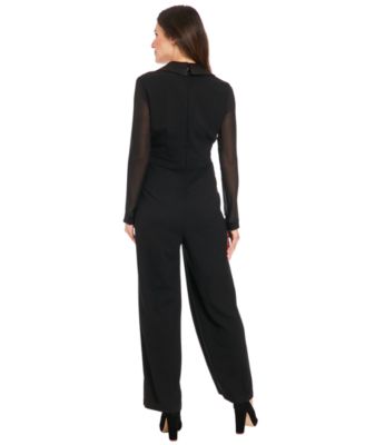 Women's Long Sleeve Tuxedo Jumpsuit