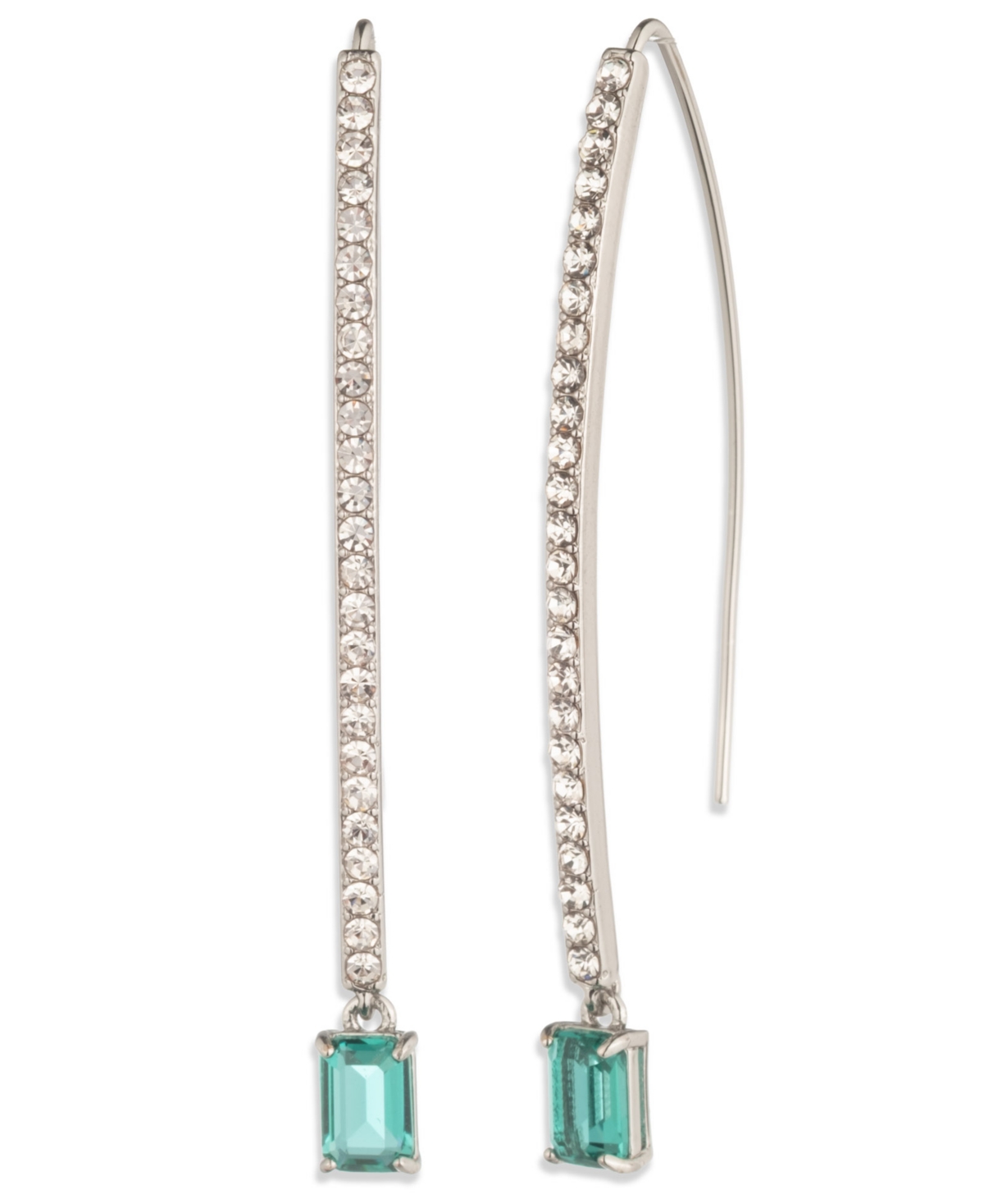 Ralph Lauren Glass Pave Stone Silver-tone Threader Earrings (also In Gold-tone) In Multi