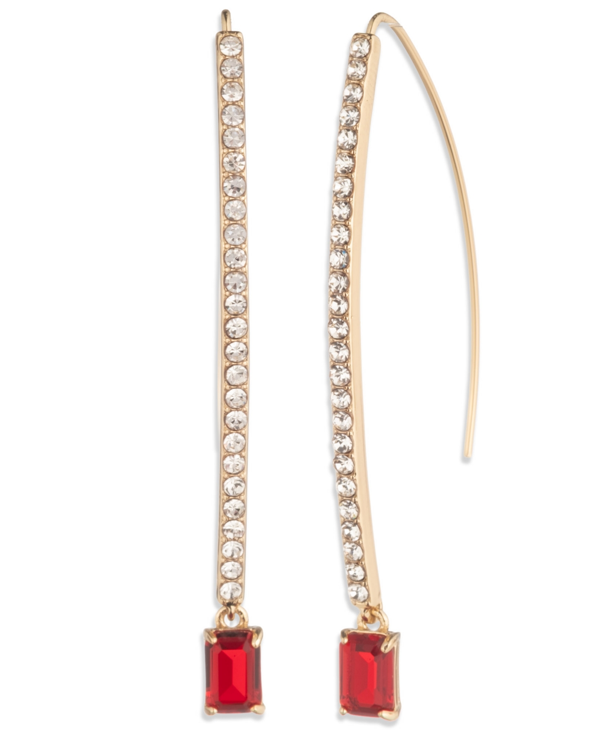 Ralph Lauren Glass Pave Stone Silver-tone Threader Earrings (also In Gold-tone) In Multi