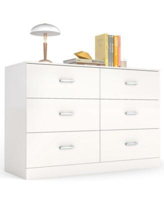 6-Drawer Dresser with Spacious Storage and Modern White Finish for Bedroom, Living Room, or Entryway