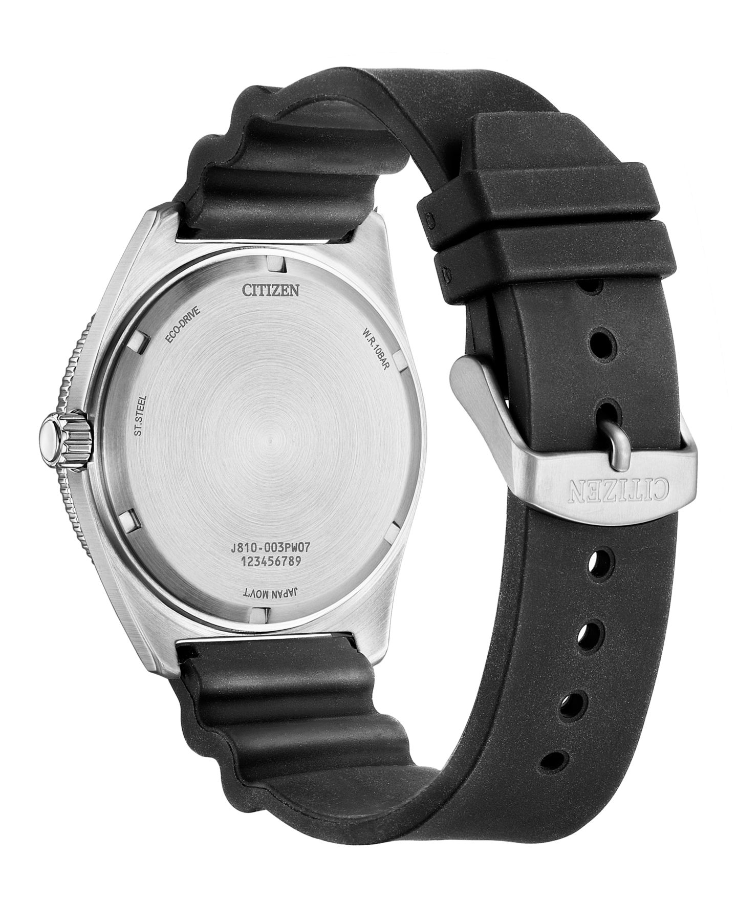 Мужские часы Citizen Eco-Drive Sport Casual Black Polyurethane Strap Watch 43mm — фото 3