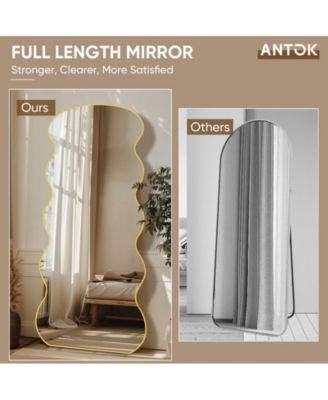 Full Length Mirror 76"x34" Wavy Mirror Full Length with Stand for Bedroom Living Room Cloakroom 