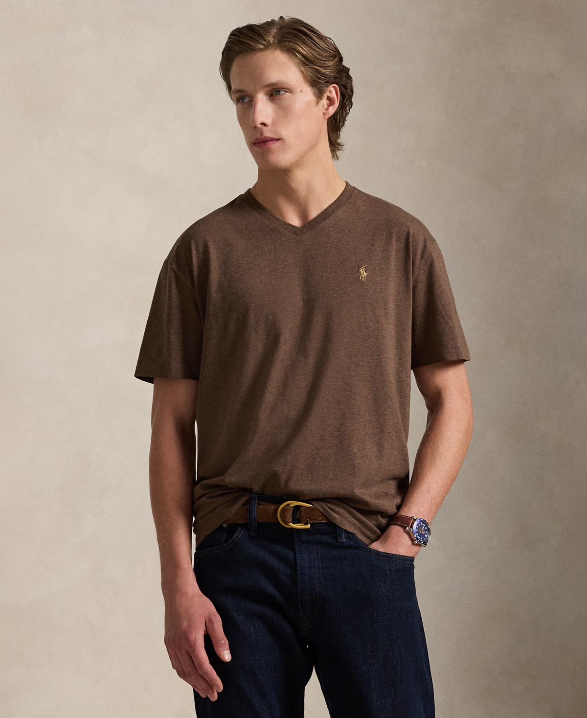 Polo Ralph Lauren Men's Classic-fit V Neck T-shirt In Brown