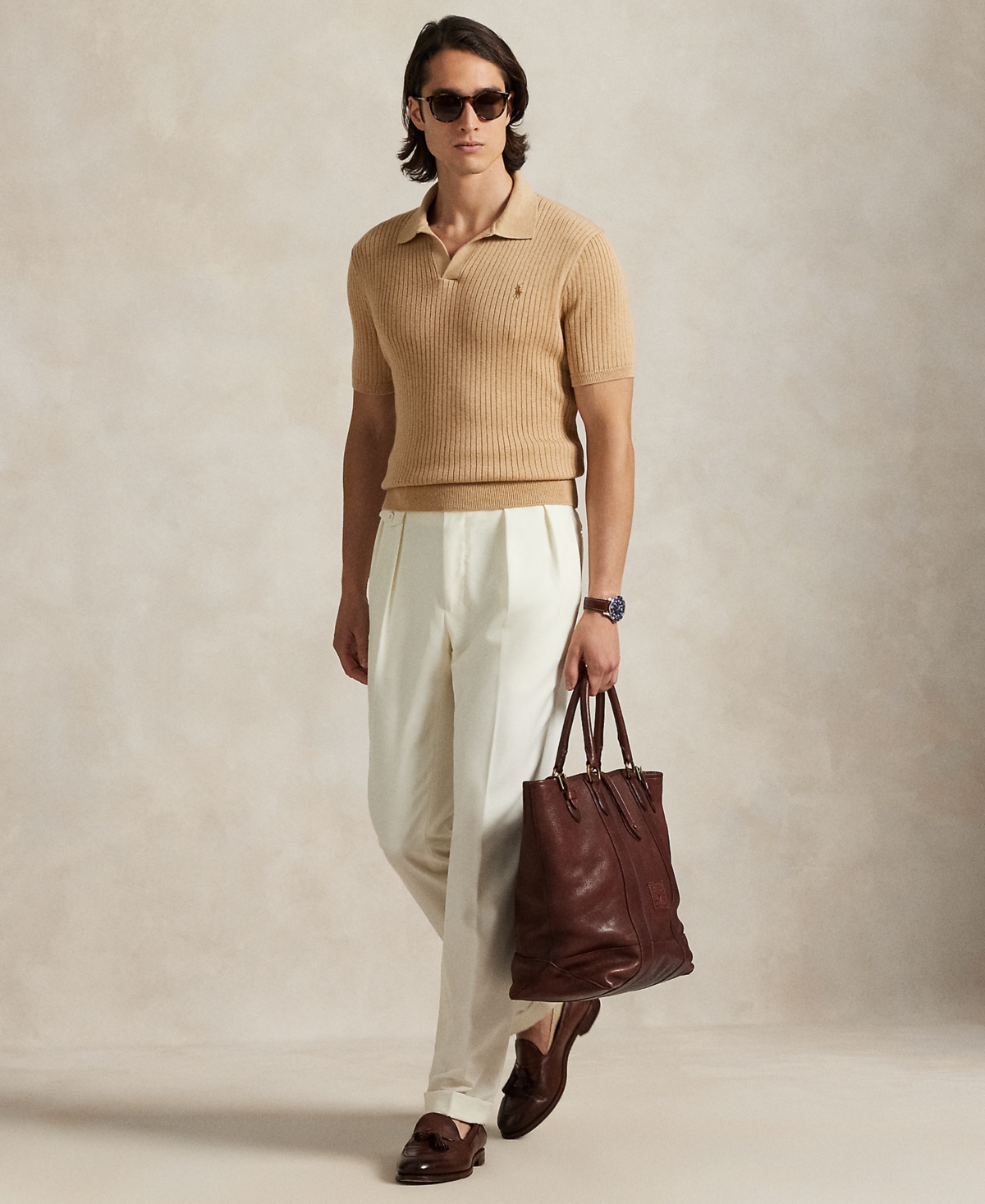 Polo Ralph Lauren Men's Rib-Knit Cotton Johnny Collar Sweater