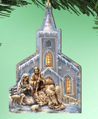 Nativity At the Chapel Wooden Ornament
