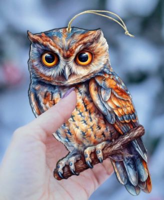 Alaskan Great Horned Owl Wooden Ornament