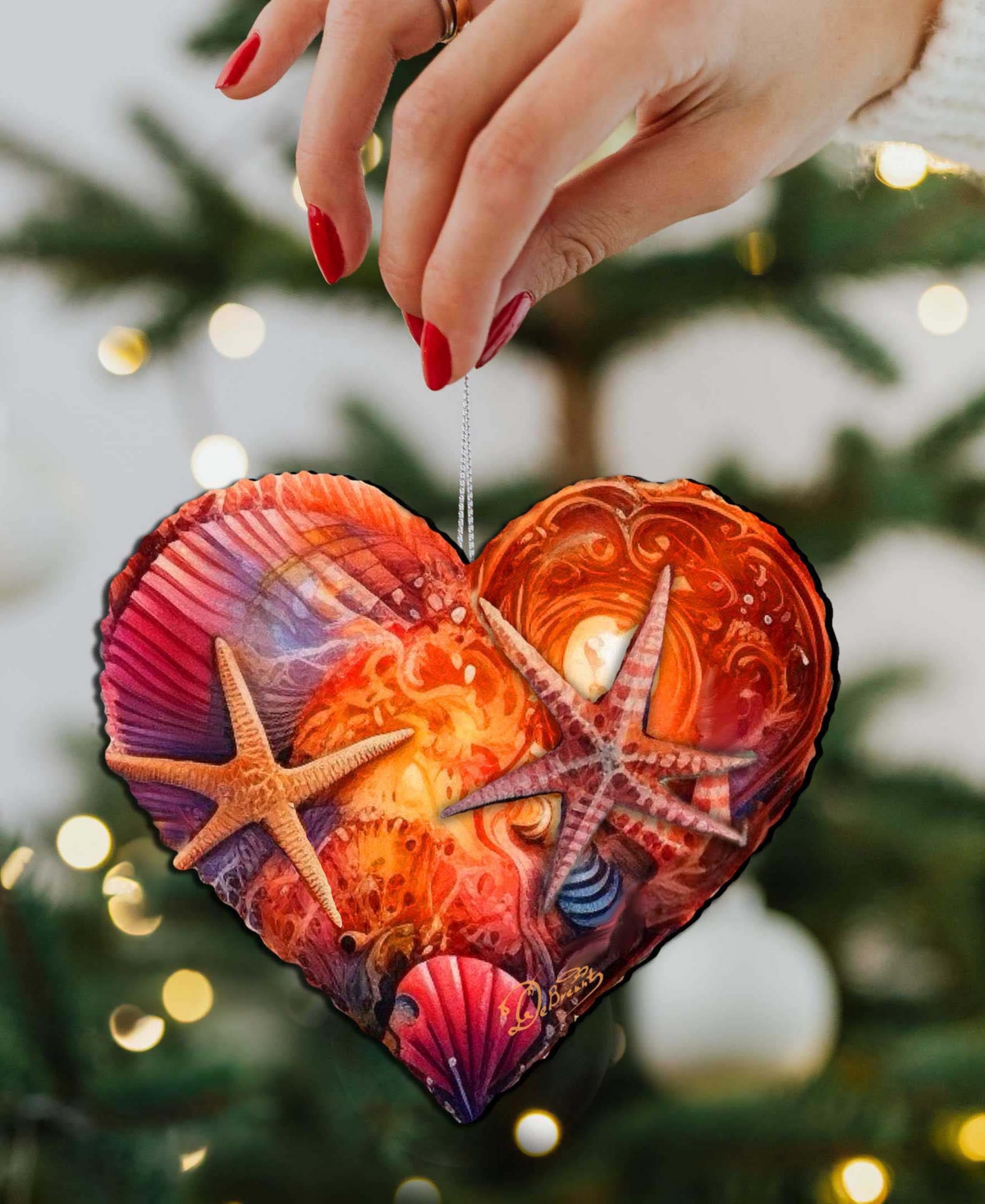 Designocracy Heart Christmas Wooden Ornament In Multi