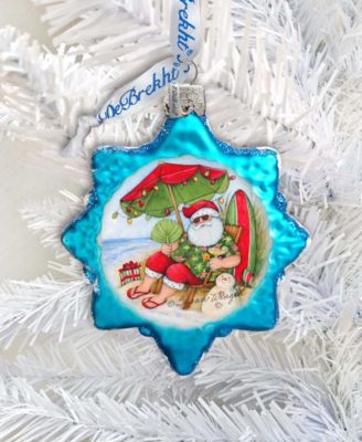 Santa on Beach Glass Ornament by S. Winget