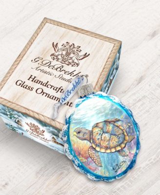 Turtle Christmas Glass Ornament