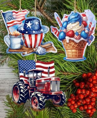 American Farmhouse Wooden Ornaments, Set of 3