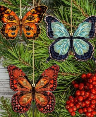 Summer Butterfly Wooden Ornaments, Set of 3
