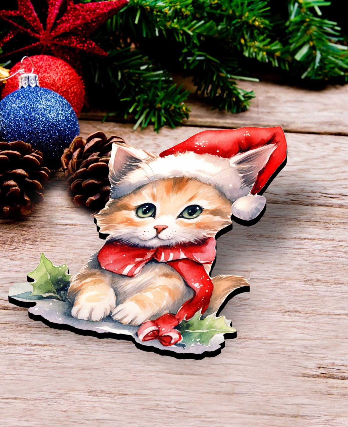 Designocracy Christmas Cats Clip Ornaments, Set 3 In Multi