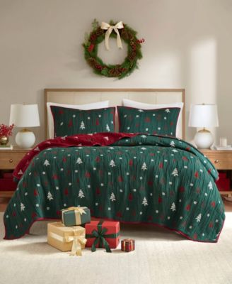 Winter Holiday Reversible 3-Pc. Coverlet Set, Queen