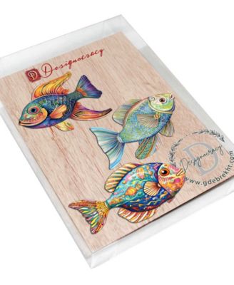 Fish Wooden Clip-on Ornaments, Set of 3