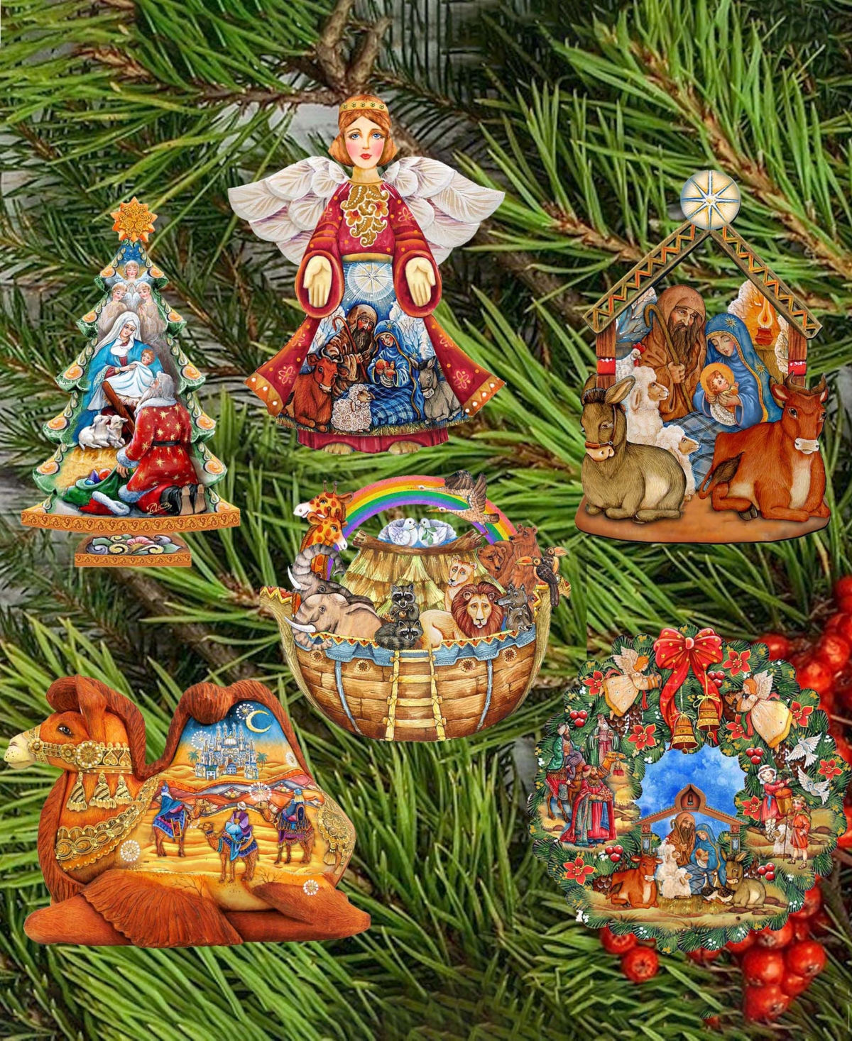 Designocracy Nativity Wooden Clip-on Ornaments, Set Of 6 In Multi