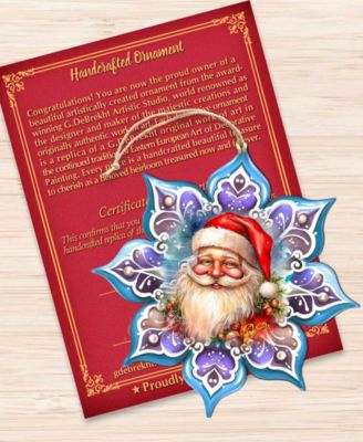 Smiling Santa Snowflake Holiday Ornament