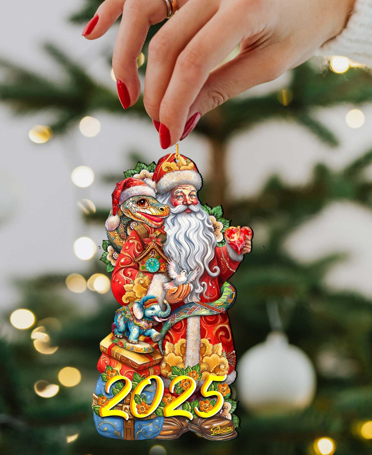 Designocracy 2025 Dated: Santa With Snake Ornament In Multi