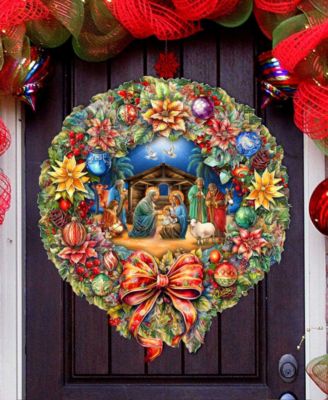 Nativity Wreath Holiday Door D&eacute;cor