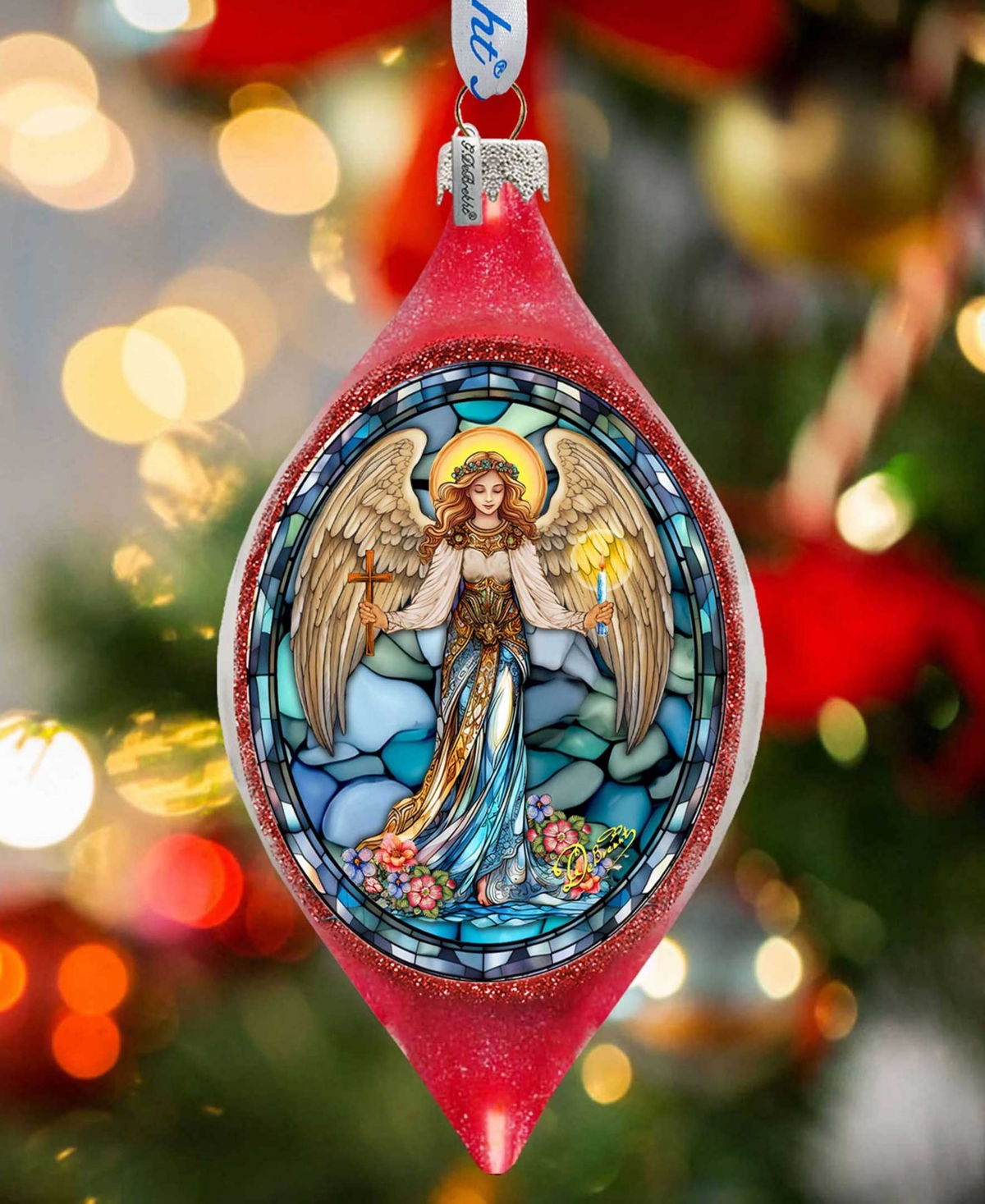G.debrekht Holy Guardian Angel Drop Glass Ornament In Multi