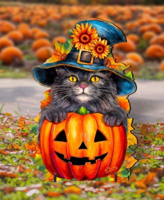 Black Cat with Pumpkin Outdoor D&eacute;cor