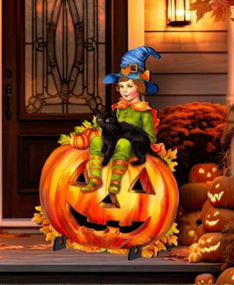 Boy on Pumpkin Outdoor D&eacute;cor