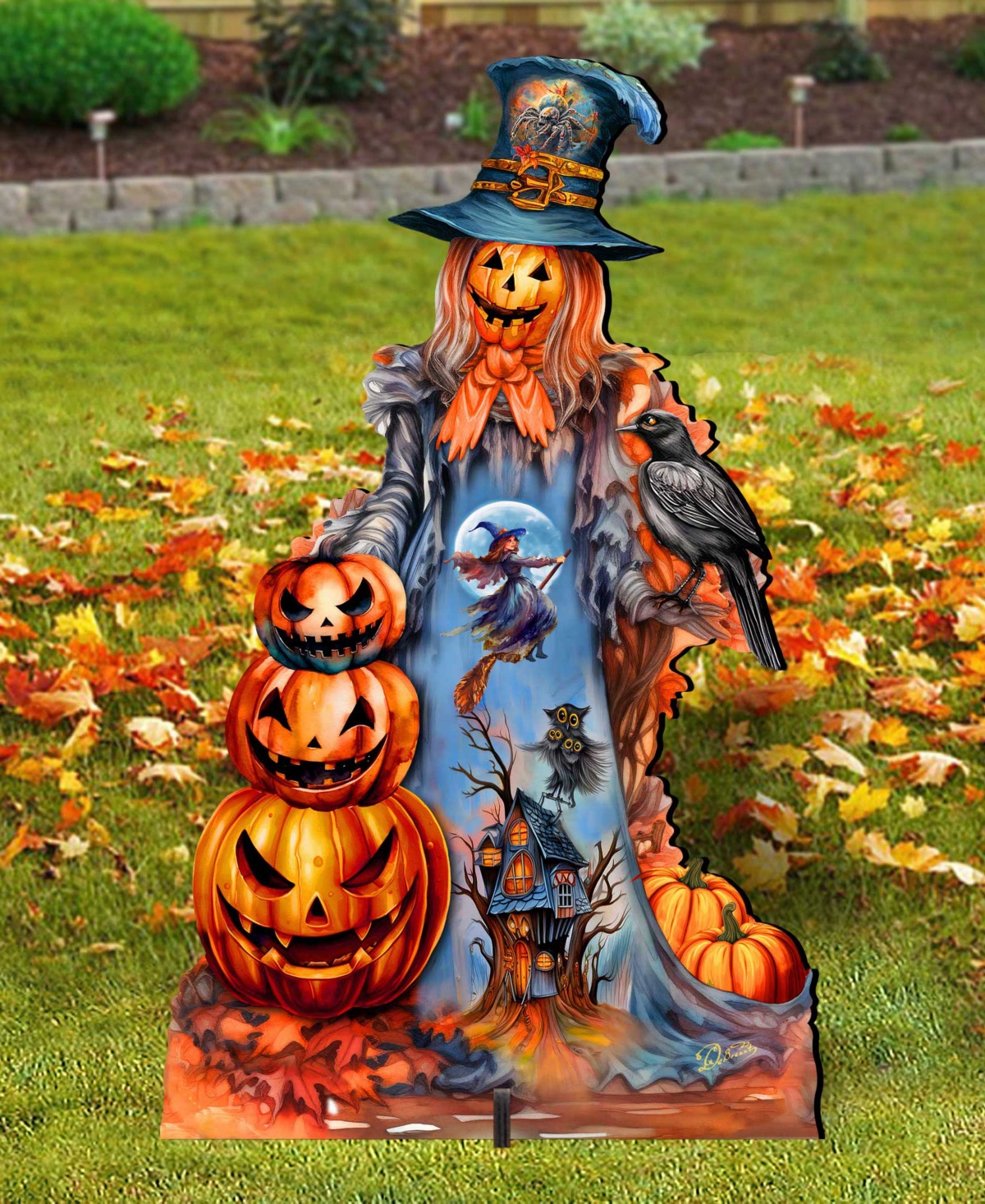 Designocracy Pumpkin Scarecrow Outdoor Decor In Multi