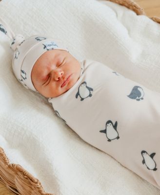 Baby Boy or Baby Girl Penguins Knit Blanket