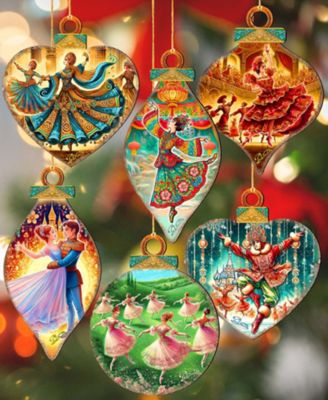 Nutcracker Suite Wooden Ornaments, Set of 12