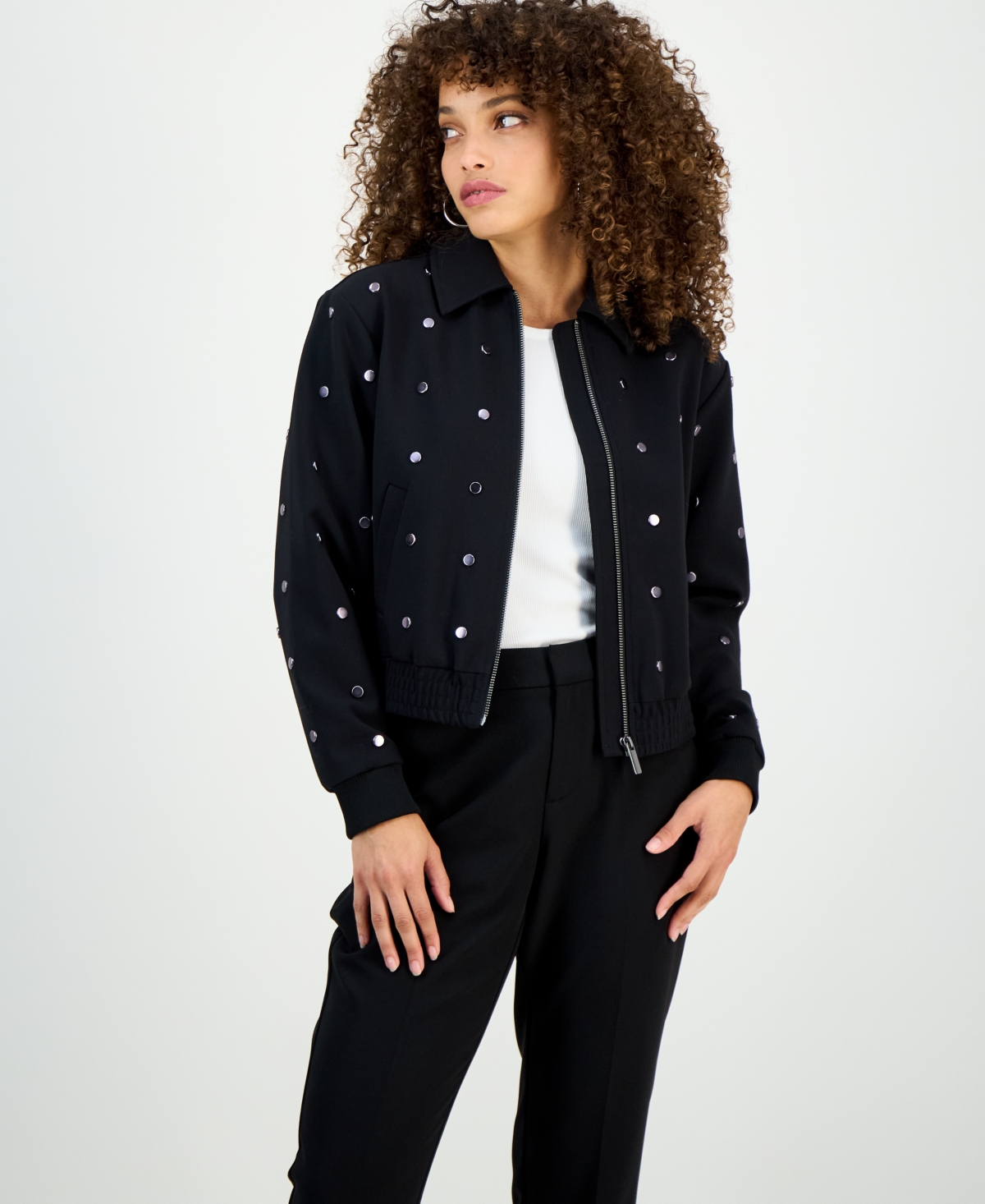 I.n.c. International Concepts Petite Studded Zip-Front Jacket, Macy's Exclusive