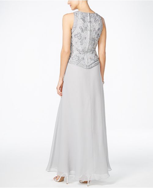j kara beaded gown and chiffon scarf