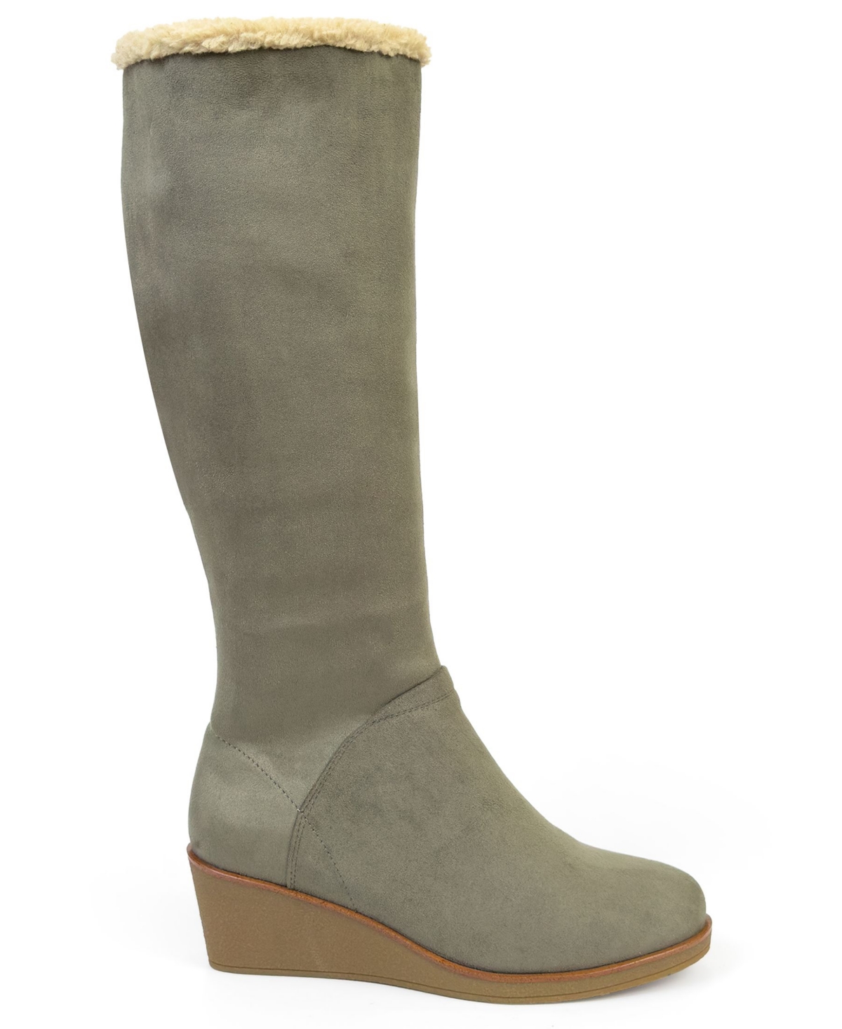 Aerosoles Binocular Faux Shearling Lined Wedge Boot In Green