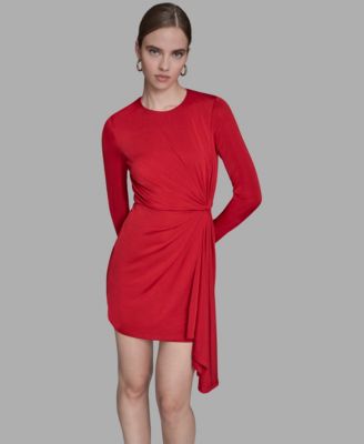 Women's Side Knot Long Sleeve Sheath Dress