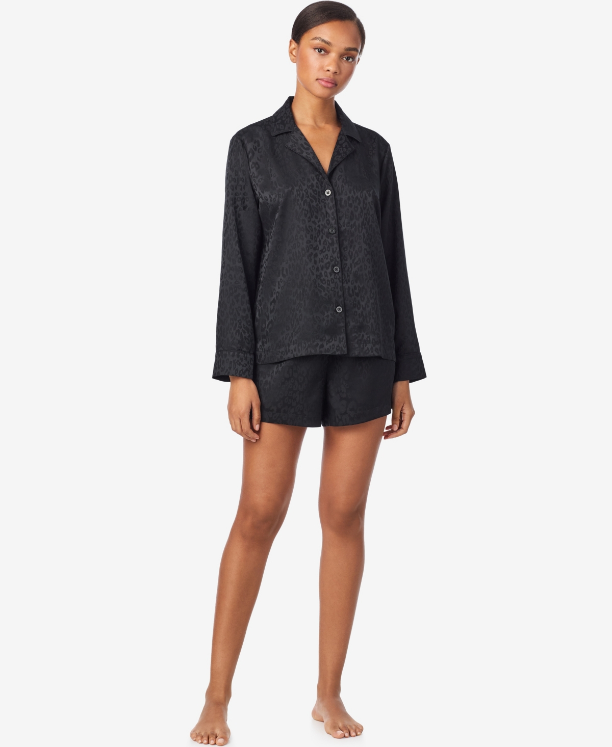 Ralph Lauren Lauren  Women's Notch Collar And Mid Rise Pajama Set In Black