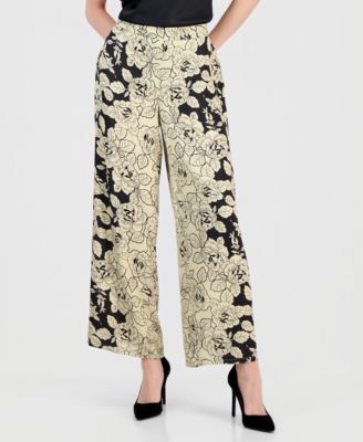 Women's Printed Pull-On Wide-Leg Pants