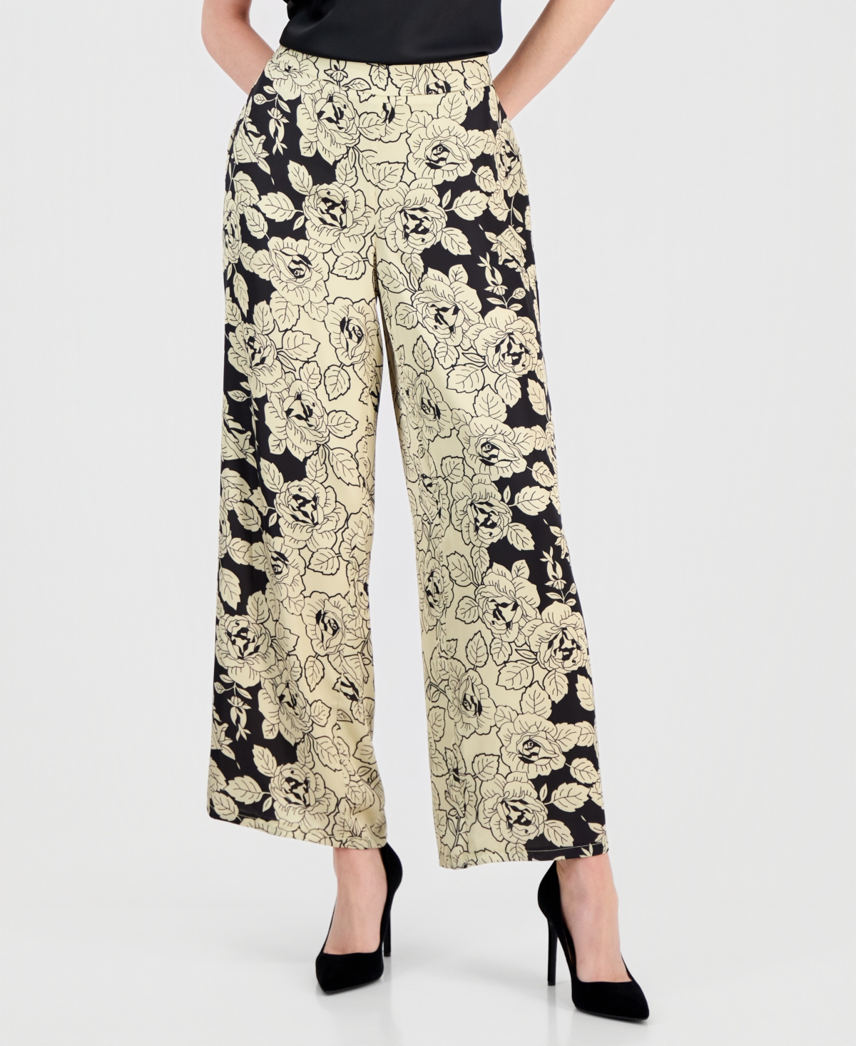 T Tahari Women's Printed Pull-on Wide-leg Pants In Multi