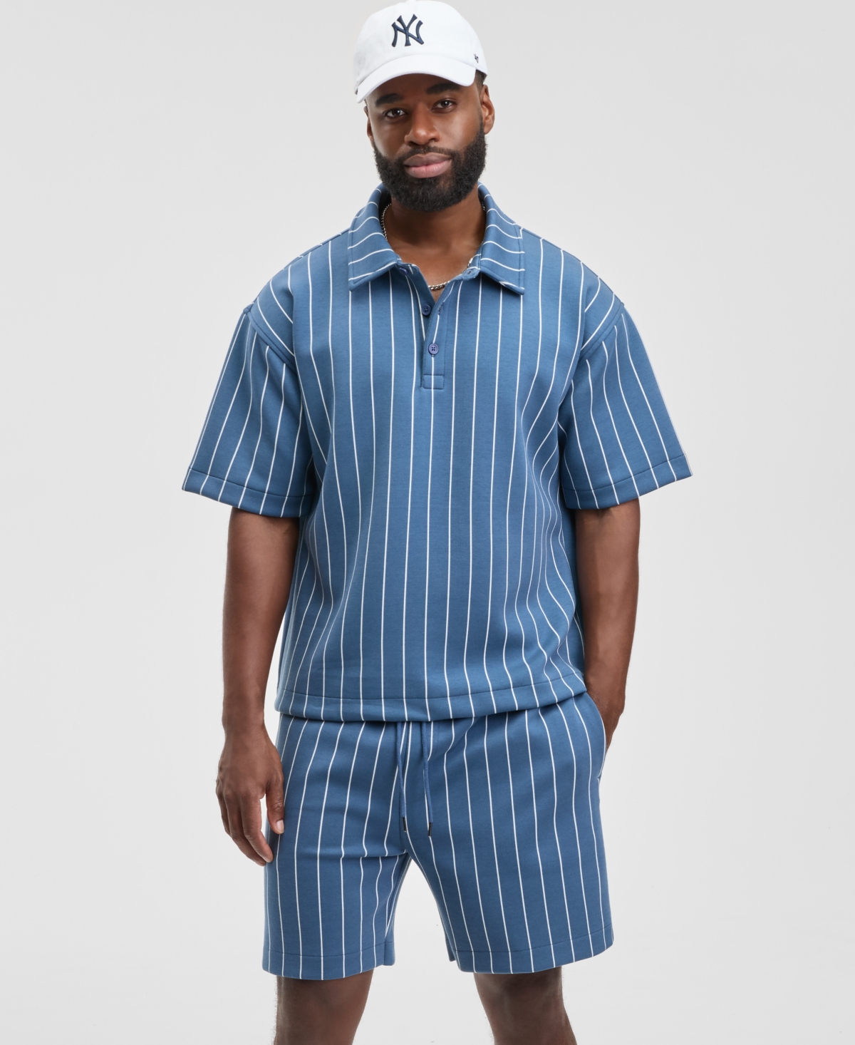 Mode of One Men's Sporty Relaxed Fit Short Sleeve Striped Polo Shirt, Macy's Exclusive