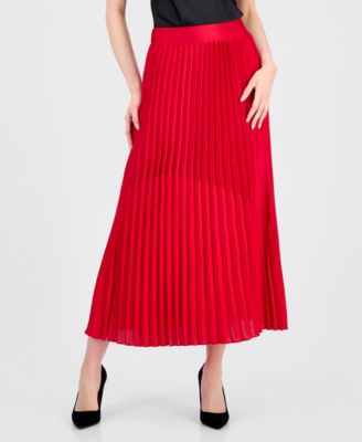 Women's Pull-On Pleated Mixed-Media Skirt
