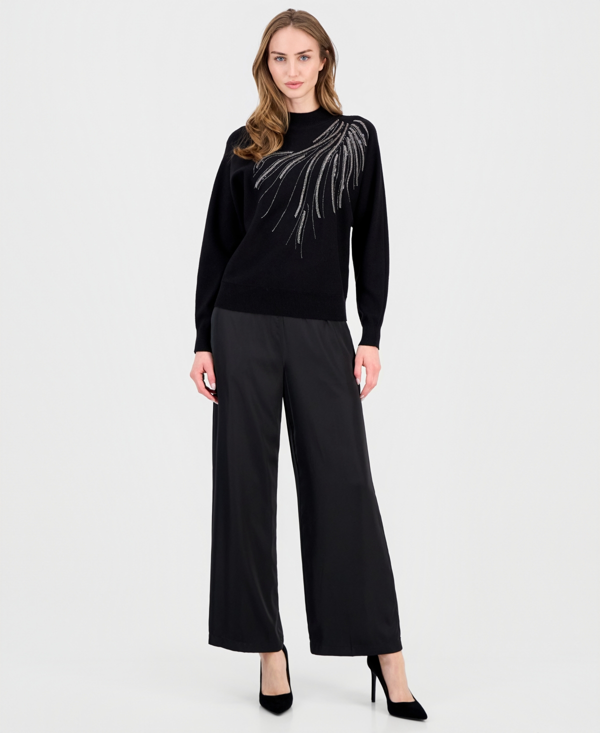 T Tahari Women's Embellished Dolman-Sleeve Sweater