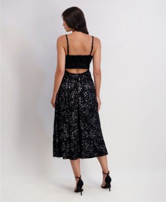 Women's Burn Out Foil Slip Sleeveless Dress