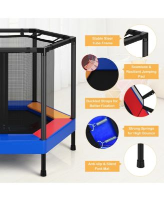 48'' Hexagonal Kids Trampoline Recreational Bounce Jumper W/Foam Padded Handrails