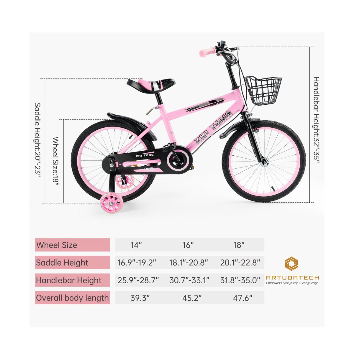 Artudatech inches Kid's Bike Child Bicycle Boys and Girls with auxiliary wheel