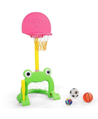 3-in-1 Kids Basketball Hoop Set Adjustable Sports Activity Center w/Balls