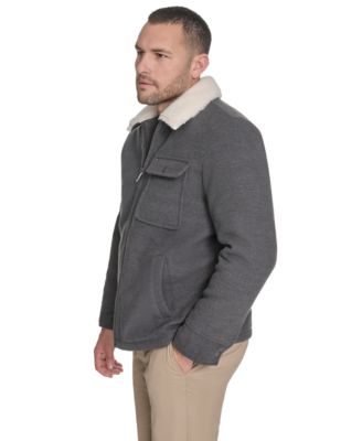 Men's Wool Blend Jacket with Sherpa Collar