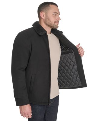 Men's Wool Blend Jacket with Sherpa Collar