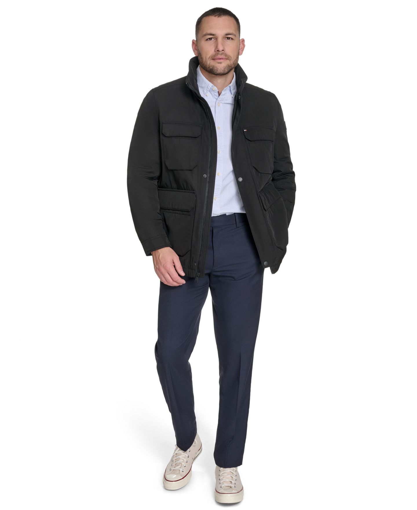 Мужская куртка Tommy Hilfiger Four Pocket Military-Inspired Field, цвет: Чёрный — фото 7
